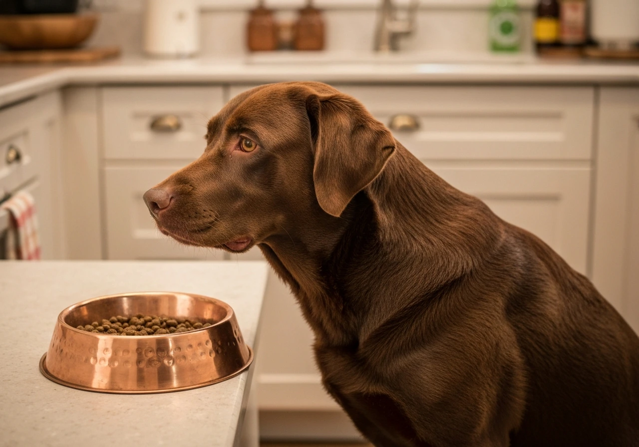 Senior Labrador resting with quiet dignity